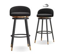 Lot de 2 tabourets de bar pivotants à 360° avec dossier et repose-pieds de 65 cm de hauteur, design élégant pour cuisine, salle à manger, pub, décoration d'intérieur moderne
