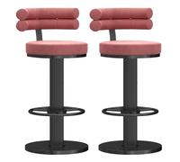 Lot de 2 tabourets de bar pivotants à 360°, hauteur réglable en velours avec dossiers, base en métal robuste et coussins doux épais