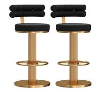 Lot de 2 tabourets de bar pivotants à 360°, hauteur réglable en velours avec dossiers, base en métal robuste et coussins doux épais