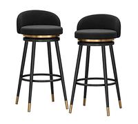 Lot de 2 tabourets de Bar pivotants à 360°, Tabouret Haut Moderne doré avec Dossier et Cadre en métal doré, chaises pour îlot de Cuisine, Hauteur d'assise 65 cm, Vert