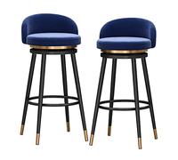 Lot de 2 tabourets de Bar pivotants à 360°, Tabouret Haut Moderne doré avec Dossier et Structure en métal Noir, chaises pour îlot de Cuisine, Hauteur d'assise 65 cm, Vert