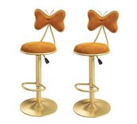 Lot de 2 tabourets de bar pivotants à hauteur réglable en velours avec pieds dorés, parfaits pour les îles de cuisine, les bars à domicile et les cafés