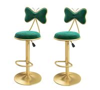 Lot de 2 tabourets de bar pivotants à hauteur réglable en velours avec pieds dorés, parfaits pour les îles de cuisine, les bars à domicile et les cafés