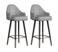 Lot de 2 tabourets de bar pivotants en cuir synthétique avec dossier - Pour maison, bar, salle à manger