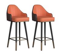 Lot de 2 tabourets de bar pivotants en cuir synthétique avec dossier - Pour maison, bar, salle à manger