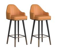 Lot de 2 tabourets de bar pivotants en cuir synthétique avec dossier - Pour maison, bar, salle à manger