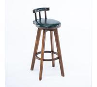 Lot de 2 tabourets de bar pivotants en hauteur avec assise rembourrée et cadre en bois massif confortable pour cuisine, pub, salle à manger, vert, 73 cm/1