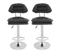 Lot de 2 tabourets de bar pivotants ergonomiques rembourrés certifiés SGS - Avec dossier et repose-pieds - Pour salon de coiffure, bars - 62 à 82 cm