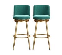 Lot de 2 tabourets de Bar pivotants, Hauteur comptoir en Velours, Style Moderne du Milieu du siècle avec Pieds et Repose-Pieds en métal doré, idéal pour Un îlot de Cuisine, Hauteur d'assise 65 cm,