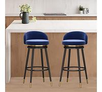 Lot de 2 tabourets de bar pivotants, hauteur de comptoir avec cadre en métal, dossier et repose-pieds, idéal pour les îles de bar, hauteur d'assise 65/75 cm