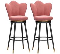 Lot de 2 tabourets de bar pivotants, hauteur de comptoir avec dossiers, siège rembourré pour cuisine, îlot de cuisine, design moderne avec pieds noirs, parfaits pour la maison, le bar et les zones de