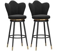 Lot de 2 tabourets de bar pivotants, hauteur de comptoir, chaises de pub avec dossiers, sièges rembourrés pour cuisine, îlot de cuisine, pieds noirs, parfaits pour la maison, le petit déjeuner, le