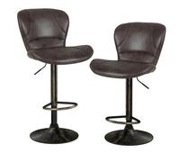 Lot de 2 Tabourets de Bar Pivotants Industriels - COSTWAY - Hauteur du Siège Réglable 61-81 cm - Restaurant, Café, Marron Rustique Multicolore