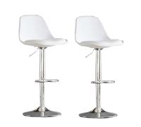 Lot de 2 tabourets de bar pivotants modernes en cuir synthétique avec hauteur et dossier réglables pour îlot de cuisine (Bianco)