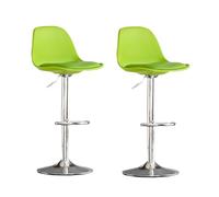 Lot de 2 tabourets de bar pivotants modernes en cuir synthétique avec hauteur réglable et support dorsal pour îlot de cuisine Vert