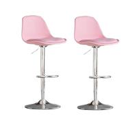 Lot de 2 tabourets de bar pivotants modernes en cuir synthétique avec hauteur réglable et support dorsal pour chaises de comptoir de cuisine Rose