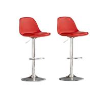 Lot de 2 tabourets de bar pivotants modernes en cuir synthétique rouge avec hauteur et dossier réglables