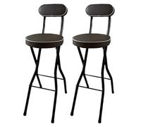 Lot de 2 tabourets de bar pliables avec dossier pour cuisine, salon, jardin, camping, pêche, clarinette marron, hauteur 60 cm