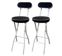 Lot de 2 tabourets de bar pliables avec dossier rembourré en polyuréthane pour cuisine, camping, café, 66 cm de haut, noir