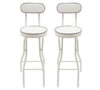 Lot de 2 tabourets de bar pliables, chaises hautes rembourrées | Tabouret pliant avec dossier et repose-pieds, capacité de charge de 125 kg, pour cuisine, camping, blanc