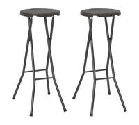 Lot de 2 Tabourets de Bar Pliables Chaises PEHD et Acier Aspect Rotin vidaXL
