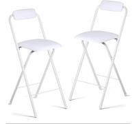 Lot de 2 tabourets de bar pliables, hauteur de comptoir avec dossier et repose-pieds, chaise de cuisine pliante, cadre en métal, lot de 2