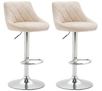 Lot De 2 Tabourets De Bar Réglable en Hauteur Lazio Similicuir I Chaise Haute Confortable Dossier Et Repose-Pied I Piètement en Métal, Couleur:crème