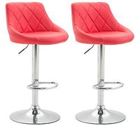 Lot De 2 Tabourets De Bar Réglable en Hauteur Lazio Similicuir I Chaise Haute Confortable Dossier Et Repose-Pied I Piètement en Métal, Couleur:Rouge