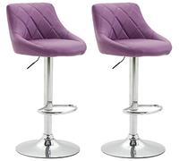 Lot De 2 Tabourets De Bar Réglable en Hauteur Lazio Similicuir I Chaise Haute Confortable Dossier Et Repose-Pied I Piètement en Métal, Couleur:Violet