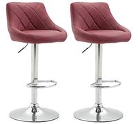 Lot De 2 Tabourets De Bar Réglable en Hauteur Lazio Similicuir I Chaise Haute Confortable Dossier Et Repose-Pied I Piètement en Métal, Couleur:Bordeaux