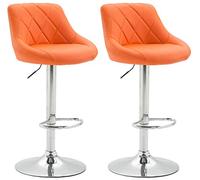 Pack de tabourets de bar en métal et similicuir avec finition couleur orange Lazio CLP
