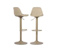 Lot de 2 tabourets de bar réglables 61.5/83.5cm - Noah - simili cuir cappucinno - hauteur réglable. repose-pieds