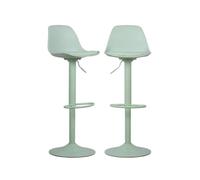 sweeek - Lot de 2 tabourets de Bar réglables 61.5/83.5cm - Noah - Simili Cuir Vert céladon - Hauteur réglable. Repose-Pieds
