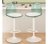 Lot de 2 tabourets de bar réglables en acrylique avec dossier, design moderne transparent, base en métal, petit coussin en polyuréthane, parfaits pour la cuisine et la décoration de bar à la maison