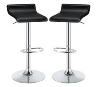 Lot de 2 tabourets de bar réglables en vinyle imitation cuir noir avec crome et repose-pieds