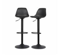 Lot de 2 tabourets de bar réglables - SWEEEK - Noah - Simili cuir noir - Hauteur réglable - Repose-pieds