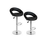 Tabouret de bar - TECTAKE - Lot de 2 tabourets CHRISTIAN en acier chromé et hauteur d'assise 63 - 83 cm - Noir
