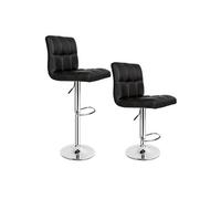 Tabouret de bar - TECTAKE - Lot de 2 tabourets TONY en acier chromé et hauteur d'assise 62,5 - 82,5 cm- Noir