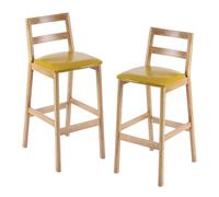 Lot de 2 tabourets de bar rembourrés en bois naturel de 71,1 cm - Chaises de salle à manger élégantes sans accoudoirs pour cuisine, bars et cafés - Assise confortable et durable