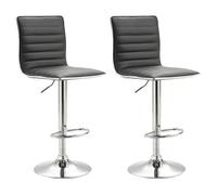 IDIMEX Lot de 2 tabourets de Bar ROCA Chaise Haute Droite pour Cuisine ou comptoir, Assise réglable en Hauteur et pivotante avec Dossier, revêtement en synthétique Gris