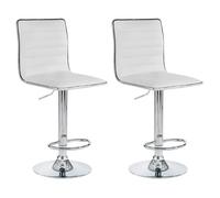 IDIMEX Lot de 2 tabourets de Bar ROCA Chaise Haute Droite pour Cuisine ou comptoir, Assise réglable en Hauteur et pivotante avec Dossier, revêtement en synthétique Blanc