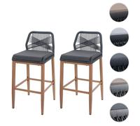 Lot de 2 tabourets de bar Rope HWC-O21 anthracite, coussin gris foncé