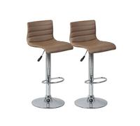Lot de 2 tabourets de bar simili cuir marron pied chromé - TERRANCE -