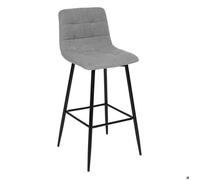 Atmosphera - Tabouret de bar Sirac - Pieds métal, tissu gris - H104 cm