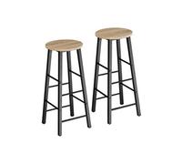 Tabouret de bar - TECTAKE - Lot de 2 tabourets de bar KEYNES style industriel, en bois et acier époxy, repose-pieds - Bois clair