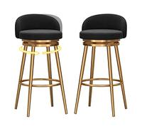 Lot de 2 tabourets de Bar, Tabouret de Bar pivotant Moderne, Chaise de Salle à Manger Haute avec Assise en Velours pivotante à 360°, Dossier, Tabouret de comptoir sans accoudoirs, Tabouret d