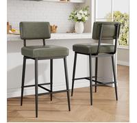 Lot de 2 Tabourets de Bar,Tabouret haut,Hauteur d'Assise 65 cm pour Ilot de Cuisine,Dossier et Repose,Charge 181 kg,Vert vintage