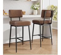 Lot de 2 Tabourets de Bar,Tabouret haut,Hauteur d'Assise 65 cm pour Ilot de Cuisine,Dossier et Repose,Charge 181 kg,Marron foncé