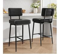 Lot de 2 Tabourets de Bar,Tabouret haut,Hauteur d'Assise 65 cm pour Ilot de Cuisine,Dossier et Repose,Charge 181 kg,litchi noir