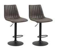 IDIMEX Lot de 2 tabourets de Bar VENEZA Chaise Haute réglable en Hauteur, Dossier Droit avec revêtement en Tissu suédine de Coloris Gris